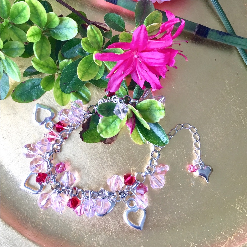 Crystal Charm Bracelet, St.Silver Ch.